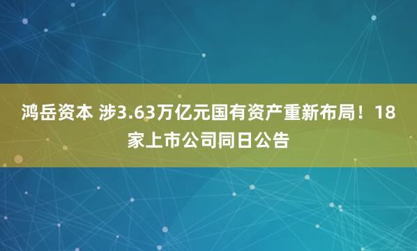 鸿岳资本 涉3.63万亿元国有资产重新布局！18家上市公司同日公告